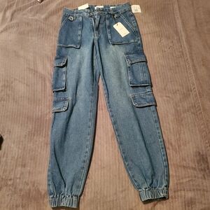 Forever 21 Premium Blue Denim Joggers